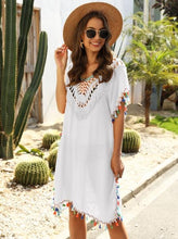 Load image into Gallery viewer, Woman Beach Dress Fringe Cover Up Ladies Yellow Tunic Beachwear 2020 Summer Women Tassel Swimsuit Cover Ups Black vestido playa