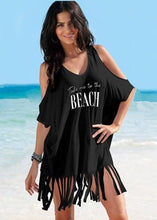 Load image into Gallery viewer, Womens Beach Dress Bikini Cover Up Swimwear Maxi Wrap Skirt Sarong Kimono Kaftan Summer Chiffon Tassel Hooded Batwing Sleeve Top