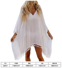 Load image into Gallery viewer, Womens Beach Dress Bikini Cover Up Swimwear Maxi Wrap Skirt Sarong Kimono Kaftan Summer Chiffon Tassel Hooded Batwing Sleeve Top