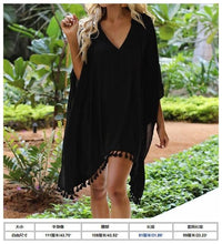 Load image into Gallery viewer, Womens Beach Dress Bikini Cover Up Swimwear Maxi Wrap Skirt Sarong Kimono Kaftan Summer Chiffon Tassel Hooded Batwing Sleeve Top
