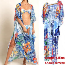 Load image into Gallery viewer, Cotton Beach Cover up Print Bathing suit cover up Swimwear Women Summer Dress Kaftan Robe de Plage Saida de Praia Tunics Pareo