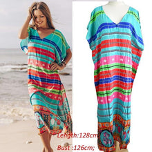 Load image into Gallery viewer, Cotton Beach Cover up Print Bathing suit cover up Swimwear Women Summer Dress Kaftan Robe de Plage Saida de Praia Tunics Pareo