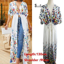 Load image into Gallery viewer, Cotton Beach Cover up Print Bathing suit cover up Swimwear Women Summer Dress Kaftan Robe de Plage Saida de Praia Tunics Pareo