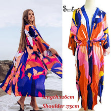 Load image into Gallery viewer, Cotton Beach Cover up Print Bathing suit cover up Swimwear Women Summer Dress Kaftan Robe de Plage Saida de Praia Tunics Pareo