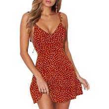 Load image into Gallery viewer, Women Dresses Summer 2020 Sexy Dress Ladies High Waist Dot Printing Mini Dresses Vestidos Back Lacing Straps Backless Dress