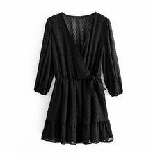 Load image into Gallery viewer, Aachoae 2020 Summer Women Ruffles Lace Chiffon Dress Boho Mini Beach Dress Three Quarter Sleeve Ladies Party Dresses Vestido