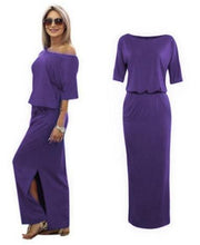 Load image into Gallery viewer, Hot Sale Women Boho Maxi Dress Sexy Summer Short Sleeve Side Slit Loose Evening Party Long Beach Dress with Pocket Vestidos