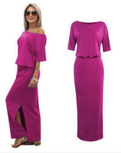 Load image into Gallery viewer, Hot Sale Women Boho Maxi Dress Sexy Summer Short Sleeve Side Slit Loose Evening Party Long Beach Dress with Pocket Vestidos