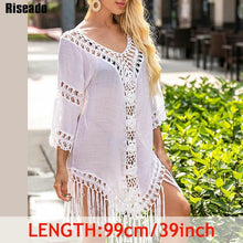 Load image into Gallery viewer, Riseado Tassel Beach Dress 2020 Cover-ups Tunic Beach Wear Women Swimsuit Black Swimwear Bathing Suits Backless Cover Ups