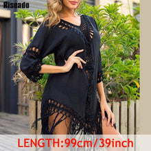 Load image into Gallery viewer, Riseado Tassel Beach Dress 2020 Cover-ups Tunic Beach Wear Women Swimsuit Black Swimwear Bathing Suits Backless Cover Ups
