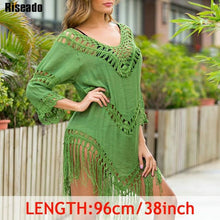 Load image into Gallery viewer, Riseado Tassel Beach Dress 2020 Cover-ups Tunic Beach Wear Women Swimsuit Black Swimwear Bathing Suits Backless Cover Ups