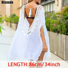 Load image into Gallery viewer, Riseado Tassel Beach Dress 2020 Cover-ups Tunic Beach Wear Women Swimsuit Black Swimwear Bathing Suits Backless Cover Ups