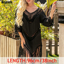 Load image into Gallery viewer, Riseado Tassel Beach Dress 2020 Cover-ups Tunic Beach Wear Women Swimsuit Black Swimwear Bathing Suits Backless Cover Ups