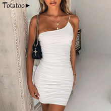 Load image into Gallery viewer, Totatoop Lace Up V Neck Ruched Bodycon Mini Dress Women 2020 Summer Hollow Out Ruffles Sundress Beachwear Vestidos