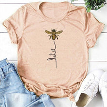 Load image into Gallery viewer, Hillbilly Women Bee Kind T-shirt Aesthetics Graphic Short Sleeve Cotton Polyester T Shirts Female Camisetas Verano Mujer 2019