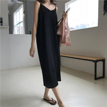 Load image into Gallery viewer, Sexy Women Maxi Dress Loose Sleeveless Dresses V-neck Sling Long Black Party Dress