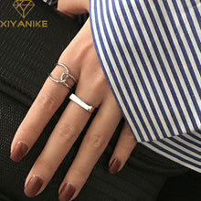 Load image into Gallery viewer, XIYANIKE 925 Sterling Silver Open Rings Creative Simple Geometric Handmade Ring Engagement Jewelry Gifts for Women Couple