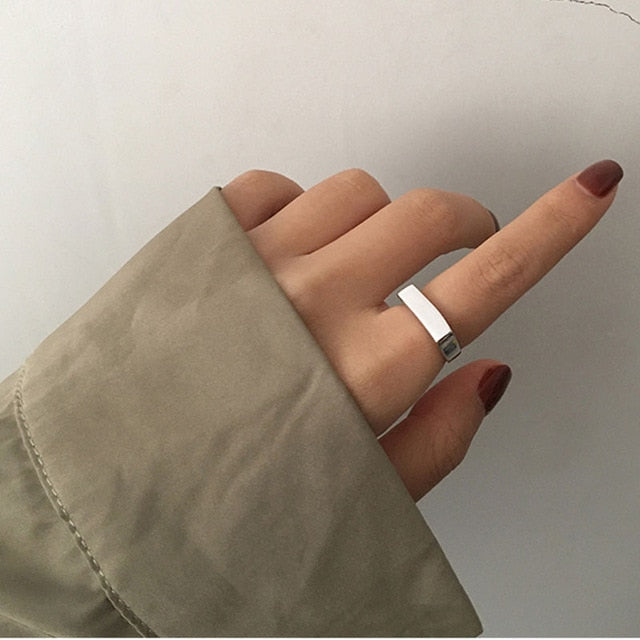 XIYANIKE 925 Sterling Silver Open Rings Creative Simple Geometric Handmade Ring Engagement Jewelry Gifts for Women Couple