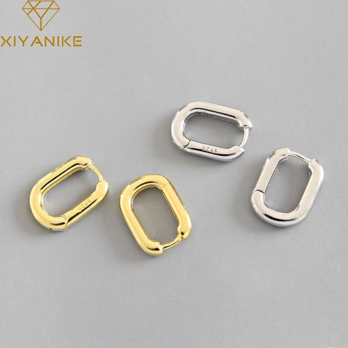 XIYANIKE Minimalist 925 Sterling Silver Stud Earrings Vintage Geometric Ellipse Handmade Earrings Party Accessories Jewelry Gift