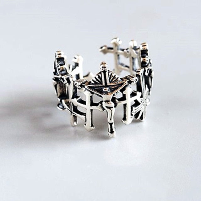 High Quality Fashion 925 Sterling Silver Geometric Layer Smile Face Adjustable  Rings For Women Wholesale Jewelry