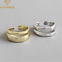 Load image into Gallery viewer, XIYANIKE 925 Sterling Silver Trendy Elegant Twist Two Circle Rings for Women Couple Simple Geometric Handmade Jewelry Adjustable