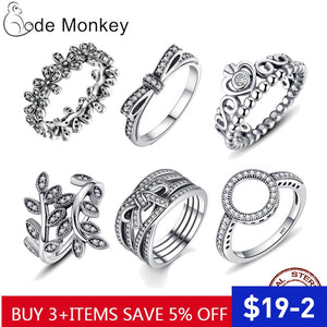 CodeMonkey Hot Sale 100% 925 Sterling Silver Rings Clear CZ Circle Round Lucky Rings for Women Jewelry 2019 Dropshipping  R041