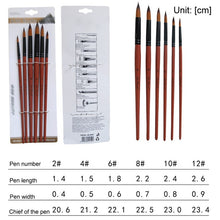 Load image into Gallery viewer, Art Model Paint Nylon Hair Acrylic Oil Watercolour Drawing Art Supplies Brown 6 Pcs Painting Craft Artist Paint Brushes Set