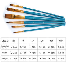 Load image into Gallery viewer, Art Model Paint Nylon Hair Acrylic Oil Watercolour Drawing Art Supplies Brown 6 Pcs Painting Craft Artist Paint Brushes Set