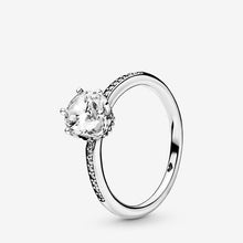 Load image into Gallery viewer, Authentic 925 Sterling Silver Princess Tiara Crown Sparkling Love Heart ,CZ Rings for Women Engagement Jewelry Anniversary