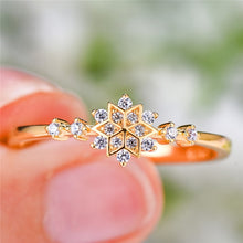 Load image into Gallery viewer, Luxury Female Flower Snowflake Ring 100% Real 925 Sterling Silver Wedding Band Ring Promise Love Engagement Rings For Women