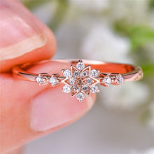 Load image into Gallery viewer, Luxury Female Flower Snowflake Ring 100% Real 925 Sterling Silver Wedding Band Ring Promise Love Engagement Rings For Women