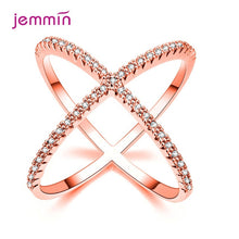 Load image into Gallery viewer, S925 Silver Jewelry X Crossing Finger Ring  Female Fashion Micro Paved CZ Crystal Rings Infinity Sign Women Silver Rings Party