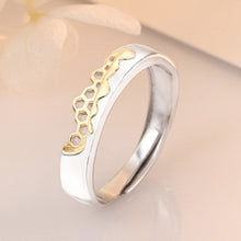 Load image into Gallery viewer, S925 Sterling Silver Prevent Allergy Never Fade Love Pairs Rings Golden Fine Hollow Home Nest Stone Woman Man Couple Rings Lover