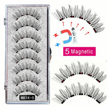 Load image into Gallery viewer, LEKOFO 8PCS 5 Magnetic eyelashes with 4 pairs magnets magnetic lashes natural Mink eye lashes with faux cils magnetique tweezers