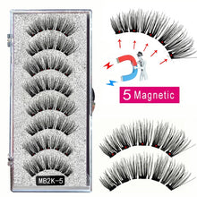 Load image into Gallery viewer, LEKOFO 8PCS 5 Magnetic eyelashes with 4 pairs magnets magnetic lashes natural Mink eye lashes with faux cils magnetique tweezers