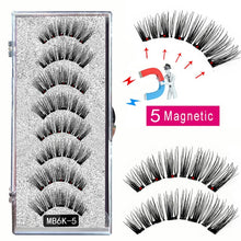 Load image into Gallery viewer, LEKOFO 8PCS 5 Magnetic eyelashes with 4 pairs magnets magnetic lashes natural Mink eye lashes with faux cils magnetique tweezers