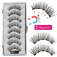 Load image into Gallery viewer, LEKOFO 8PCS 5 Magnetic eyelashes with 4 pairs magnets magnetic lashes natural Mink eye lashes with faux cils magnetique tweezers