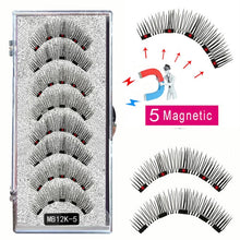 Load image into Gallery viewer, LEKOFO 8PCS 5 Magnetic eyelashes with 4 pairs magnets magnetic lashes natural Mink eye lashes with faux cils magnetique tweezers
