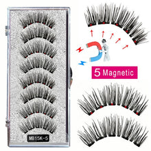Load image into Gallery viewer, LEKOFO 8PCS 5 Magnetic eyelashes with 4 pairs magnets magnetic lashes natural Mink eye lashes with faux cils magnetique tweezers