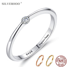 Load image into Gallery viewer, SILVERHOO 925 Sterling Silver Rings for Women Cute Zircon Round Geometric 925 Silver Wedding Ring Fine Jewelry Minimalist Gift