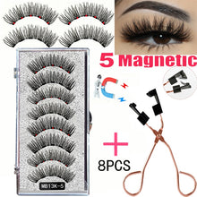 Load image into Gallery viewer, LEKOFO 8PCS 5 Magnetic eyelashes with 4 pairs magnets magnetic lashes natural Mink eye lashes with faux cils magnetique tweezers