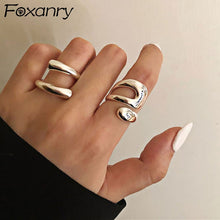 Load image into Gallery viewer, Foxanry Minimalist 925 Sterling Silver Rings for Women Fashion Creative Hollow Irregular Geometric Birthday Party Jewelry Gifts