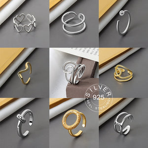 925 Sterling Silver Smooth Rings For Women interweave Jewelry Beautiful Finger Open Rings For Party Birthday Gift