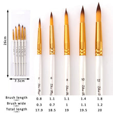 Load image into Gallery viewer, Artist Paint Brush Set 5Pcs High Quality Nylon Hair Wood Black Handle Watercolor Acrylic Oil Brush Painting Art Supplies