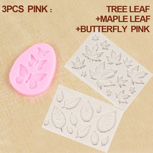 1/2/3Pcs 3D Silicone Baking Mold DIY Butterfly Maple Leaf Mould Chocolate Fondant Cake Decorating Tool Temperature Resistance