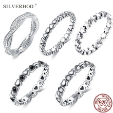 Load image into Gallery viewer, SILVERHOO 925 Sterling Silver Rings For Women Stackable Finger Ring Multi-Style Fine Jewelry Recommend Cute Gift To Girlfriend