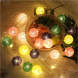 2.2M 20 LED Cotton Ball Garland Lights String Christmas Xmas Outdoor Holiday Wedding Party Baby Bed Fairy Lights Decorations