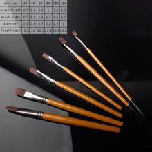 Load image into Gallery viewer, Art Model Paint Nylon Hair Acrylic Oil Watercolour Drawing Art Supplies Brown 6 Pcs Painting Craft Artist Paint Brushes Set