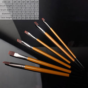 Art Model Paint Nylon Hair Acrylic Oil Watercolour Drawing Art Supplies Brown 6 Pcs Painting Craft Artist Paint Brushes Set