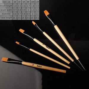 Art Model Paint Nylon Hair Acrylic Oil Watercolour Drawing Art Supplies Brown 6 Pcs Painting Craft Artist Paint Brushes Set